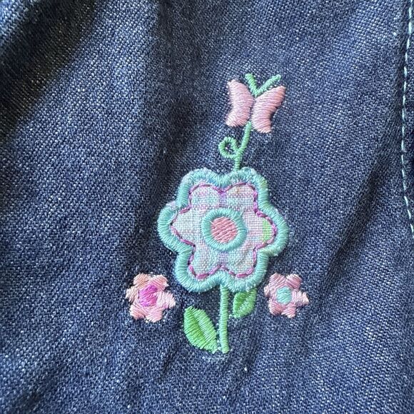 Vtg‎ Carter's Denim Dress Kids 6X Blue Embroidered Vacation Sundress - Picture 10 of 12